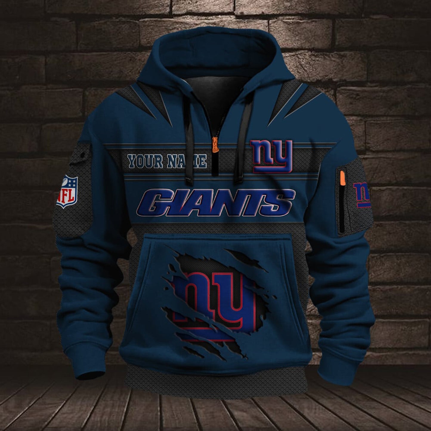 NFL NYG Half Zip Pocket Sweatshirt V1 NAK NHM