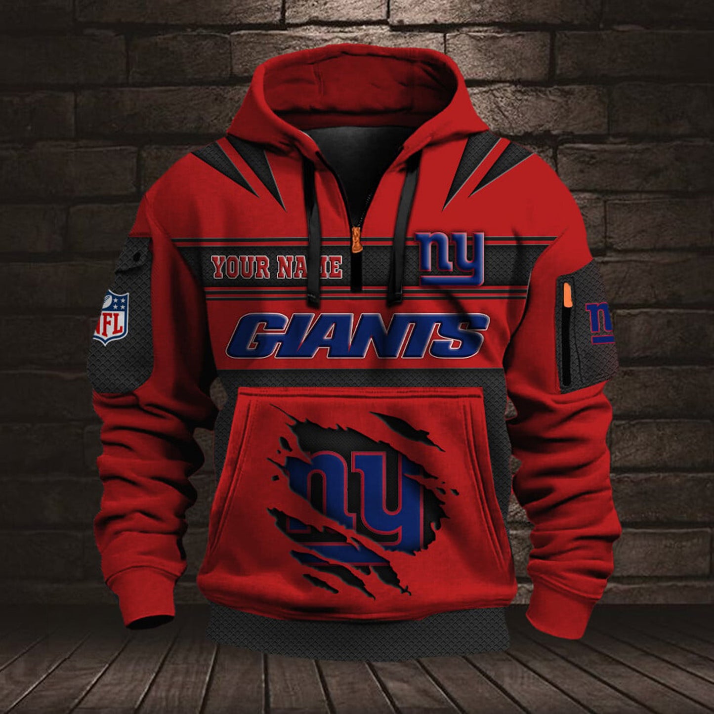 NFL NYG Half Zip Pocket Sweatshirt V1 NAK NHM
