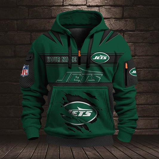 NFL NYJ Half Zip Pocket Sweatshirt V1 NAK NHM