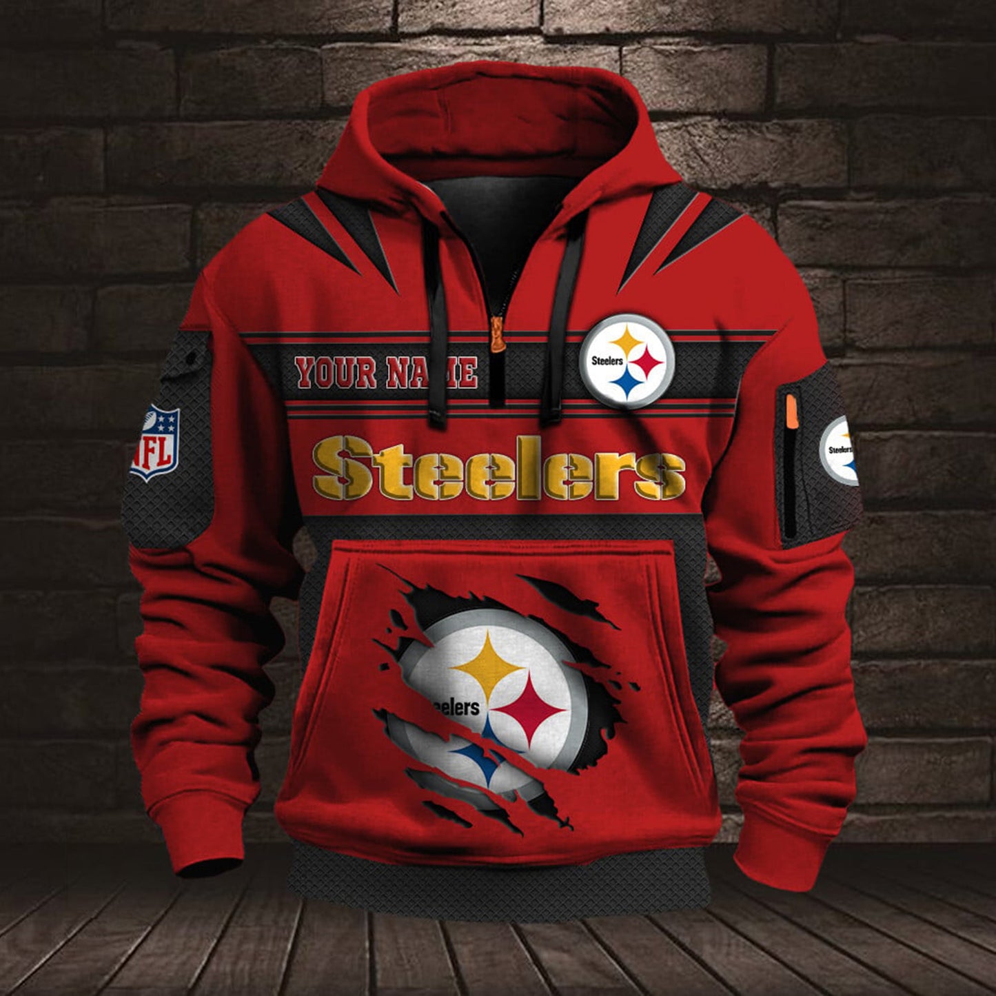 NFL PIT Half Zip Pocket Sweatshirt V1 NAK NHM