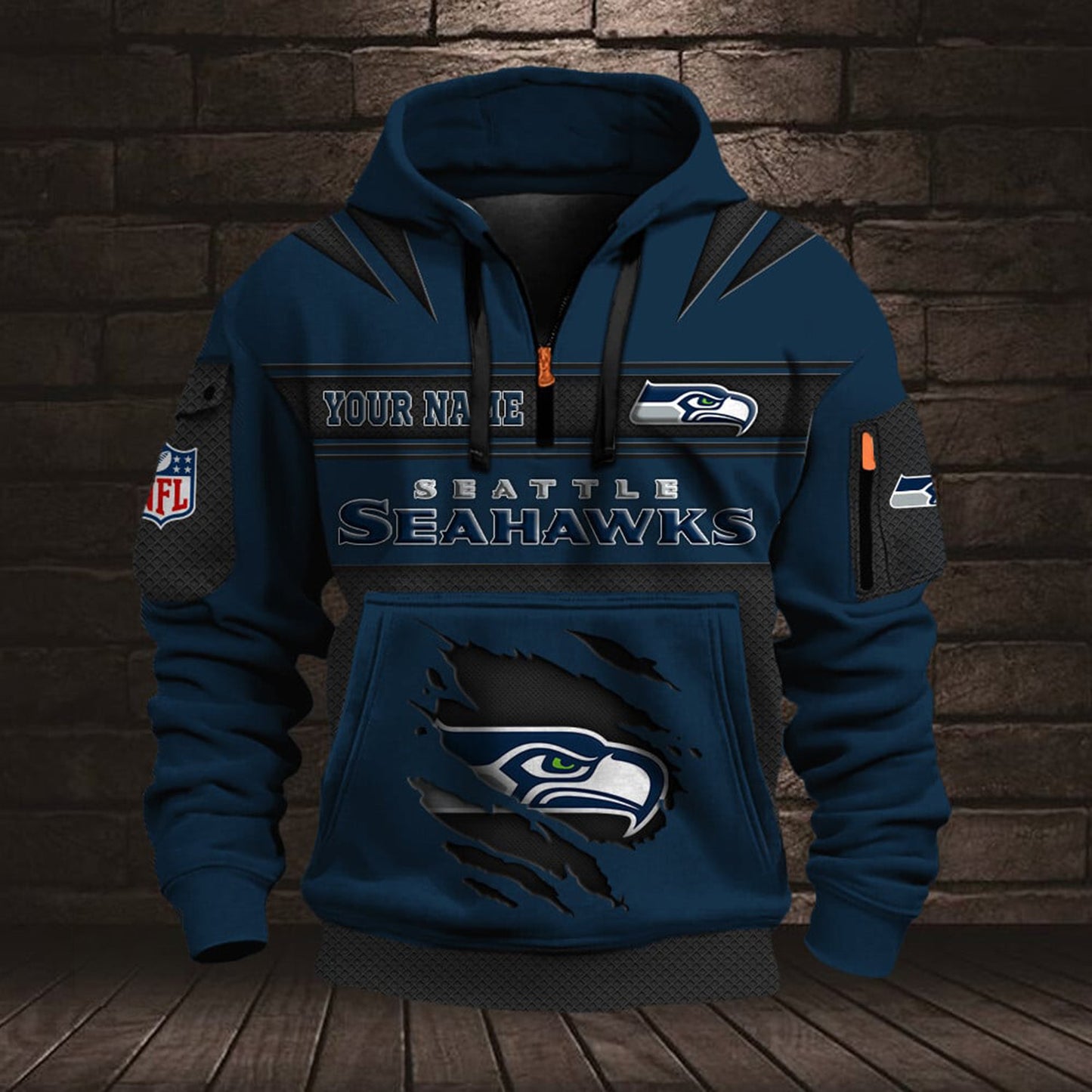 NFL SEA Half Zip Pocket Sweatshirt V1 NAK NHM