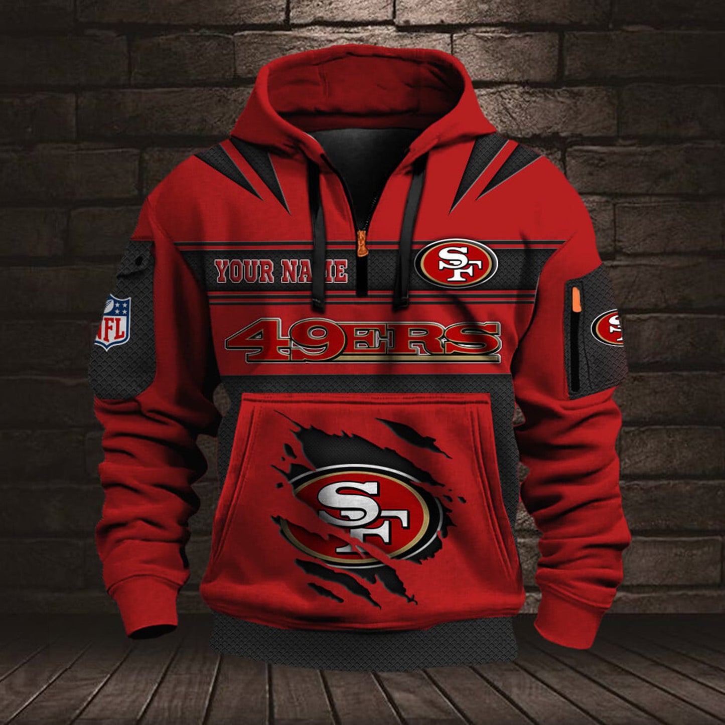 NFL SF Half Zip Pocket Sweatshirt V1 NAK NHM