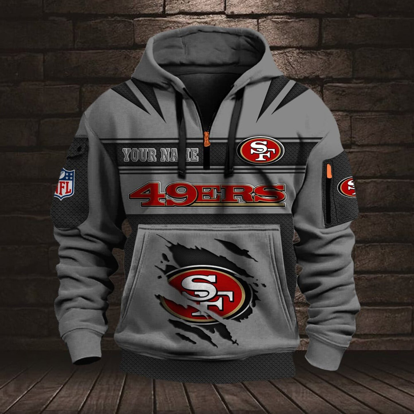 NFL SF Half Zip Pocket Sweatshirt V1 NAK NHM