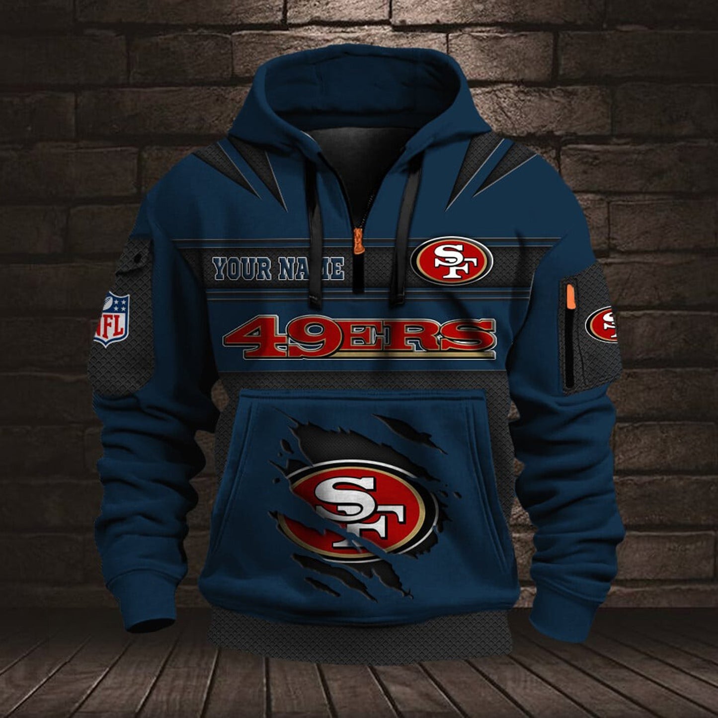 NFL SF Half Zip Pocket Sweatshirt V1 NAK NHM