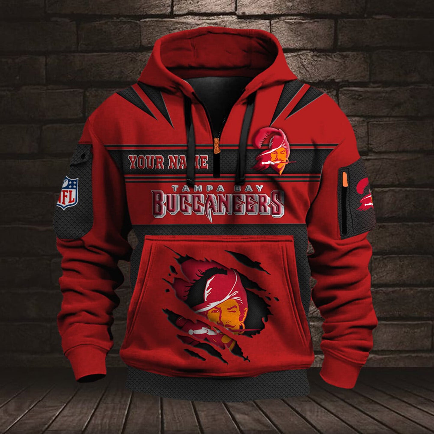 NFL TB Half Zip Pocket Sweatshirt V1 NAK NHM