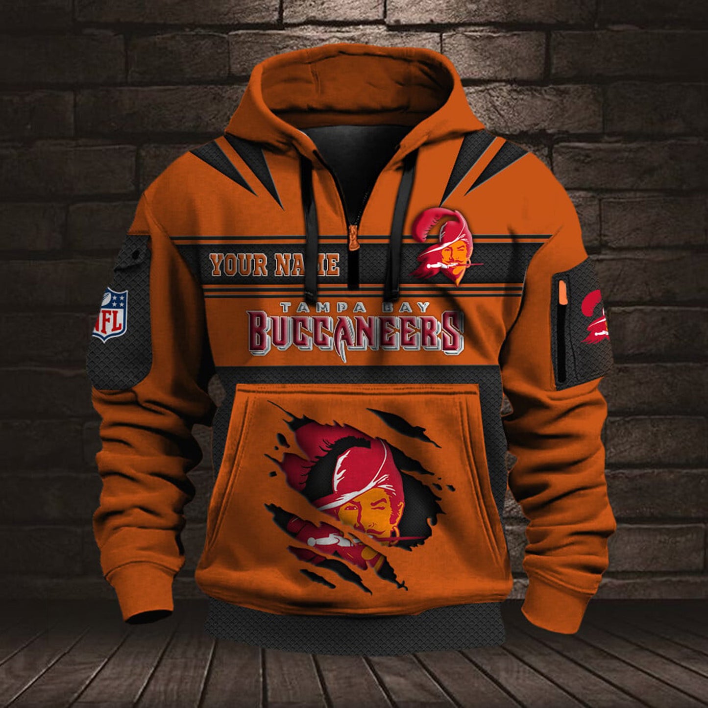 NFL TB Half Zip Pocket Sweatshirt V1 NAK NHM