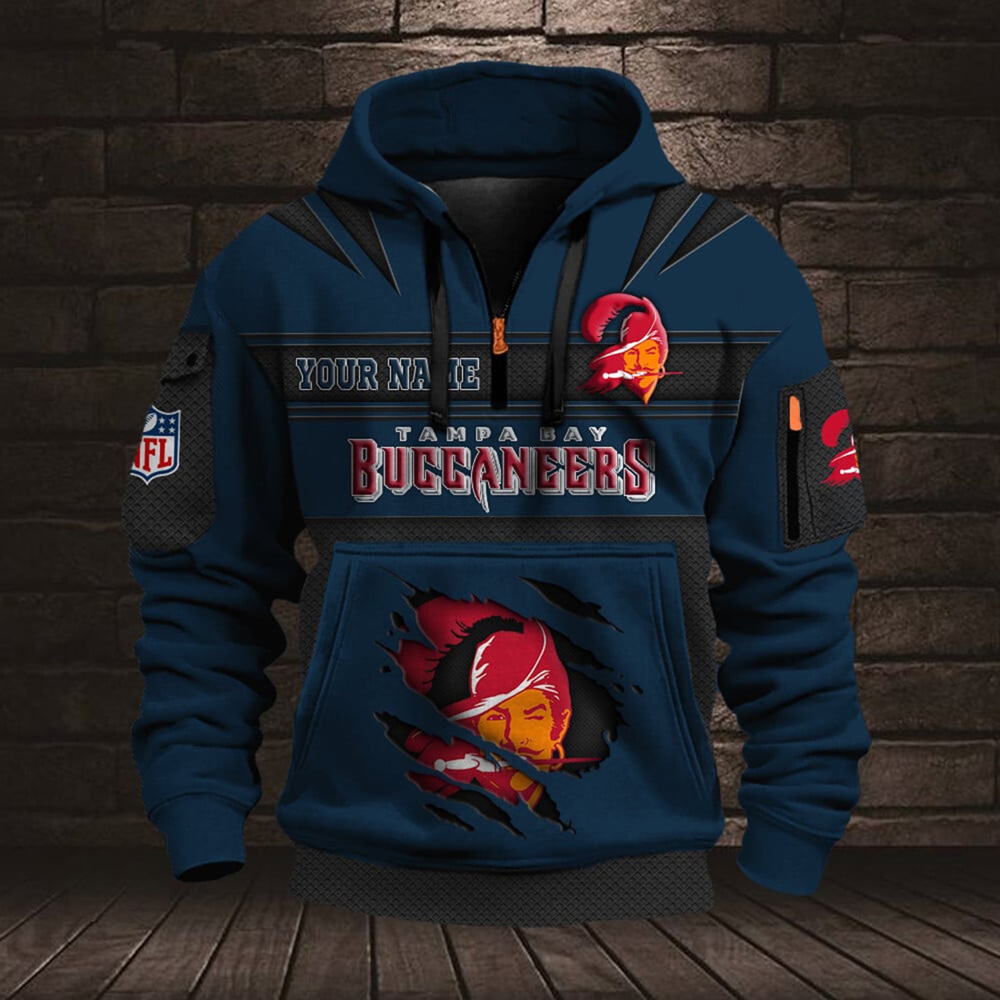 NFL TB Half Zip Pocket Sweatshirt V1 NAK NHM