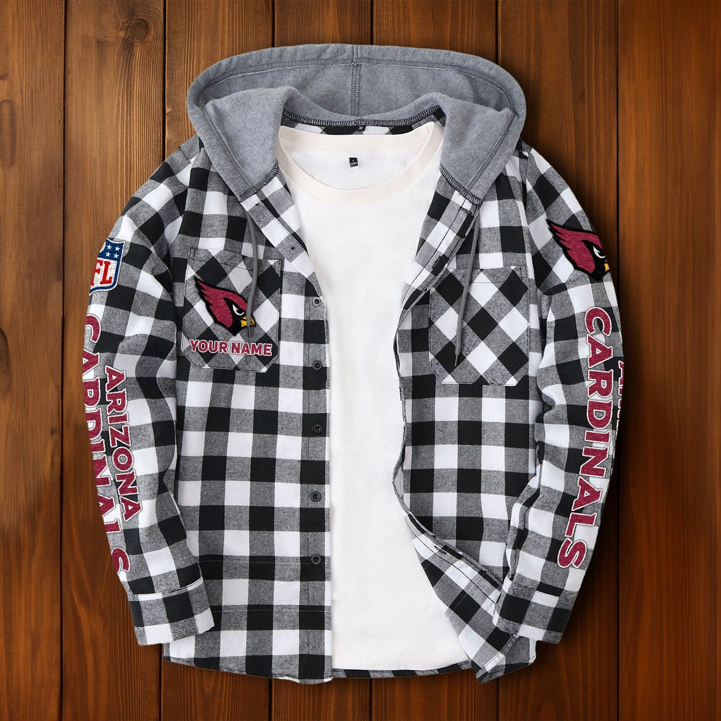 NFL x ARI Personalized Flannel Hoodie Shirts HLP