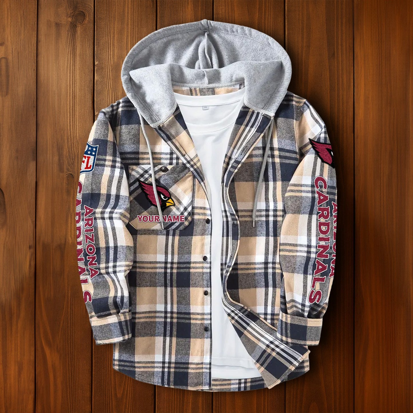 NFL x ARI Personalized Flannel Hoodie Shirts HLP