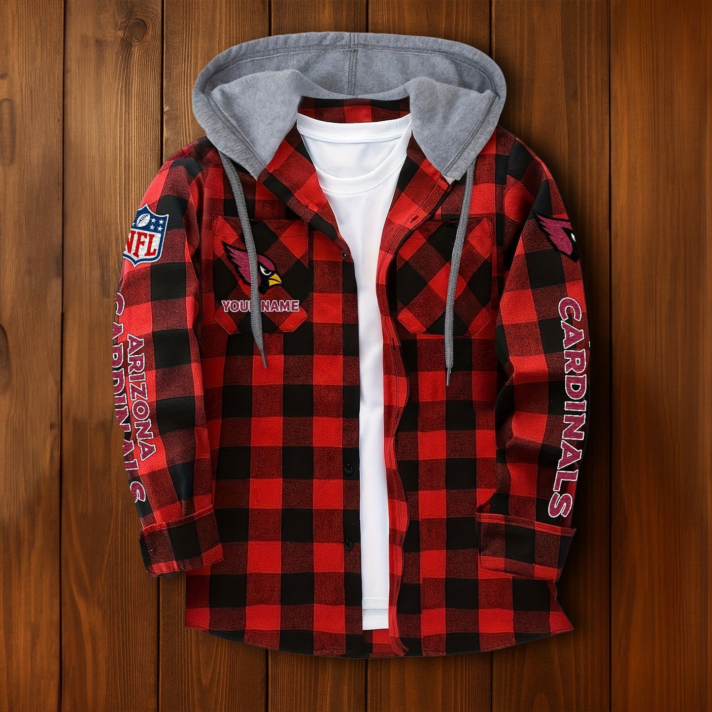 NFL x ARI Personalized Flannel Hoodie Shirts HLP