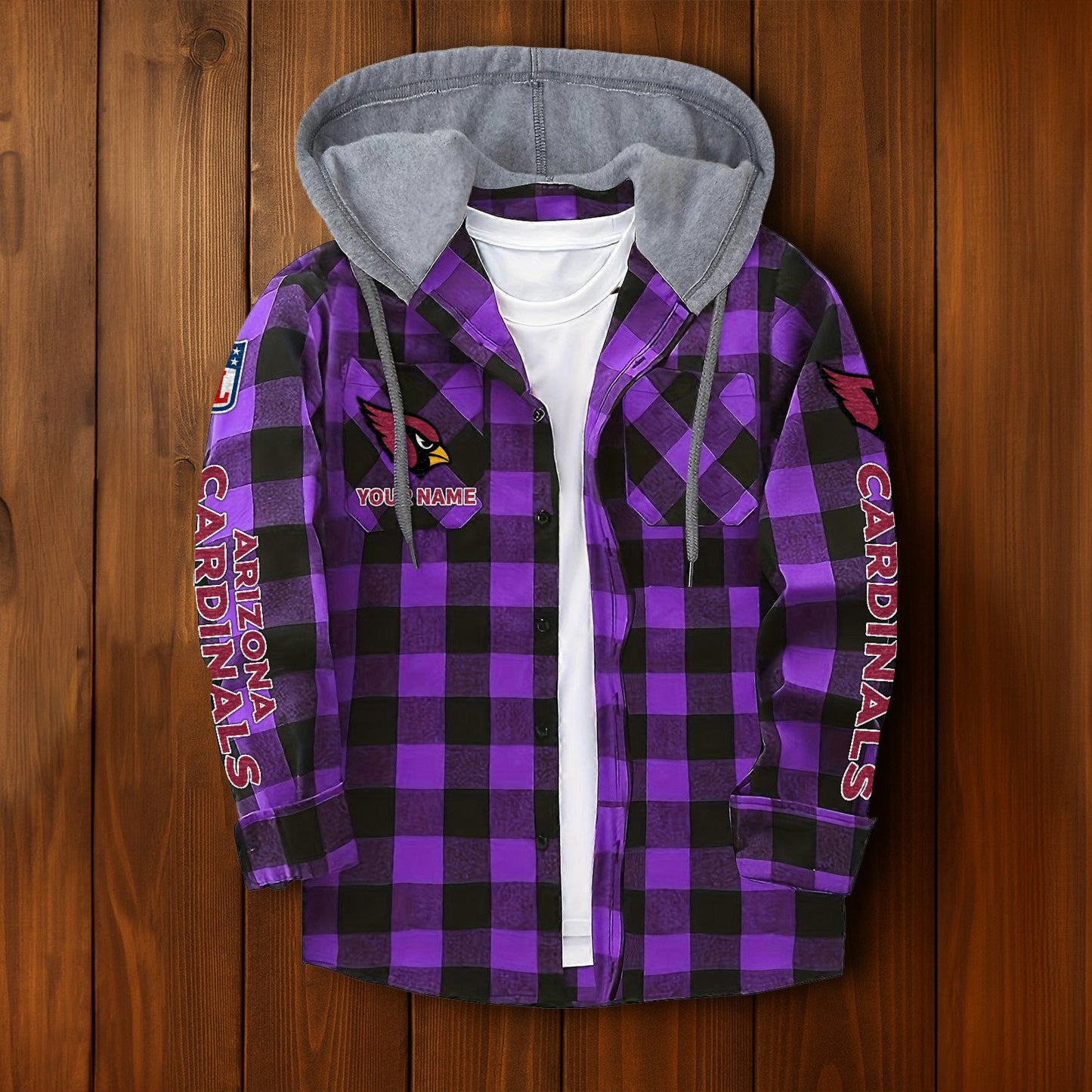 NFL x ARI Personalized Flannel Hoodie Shirts HLP