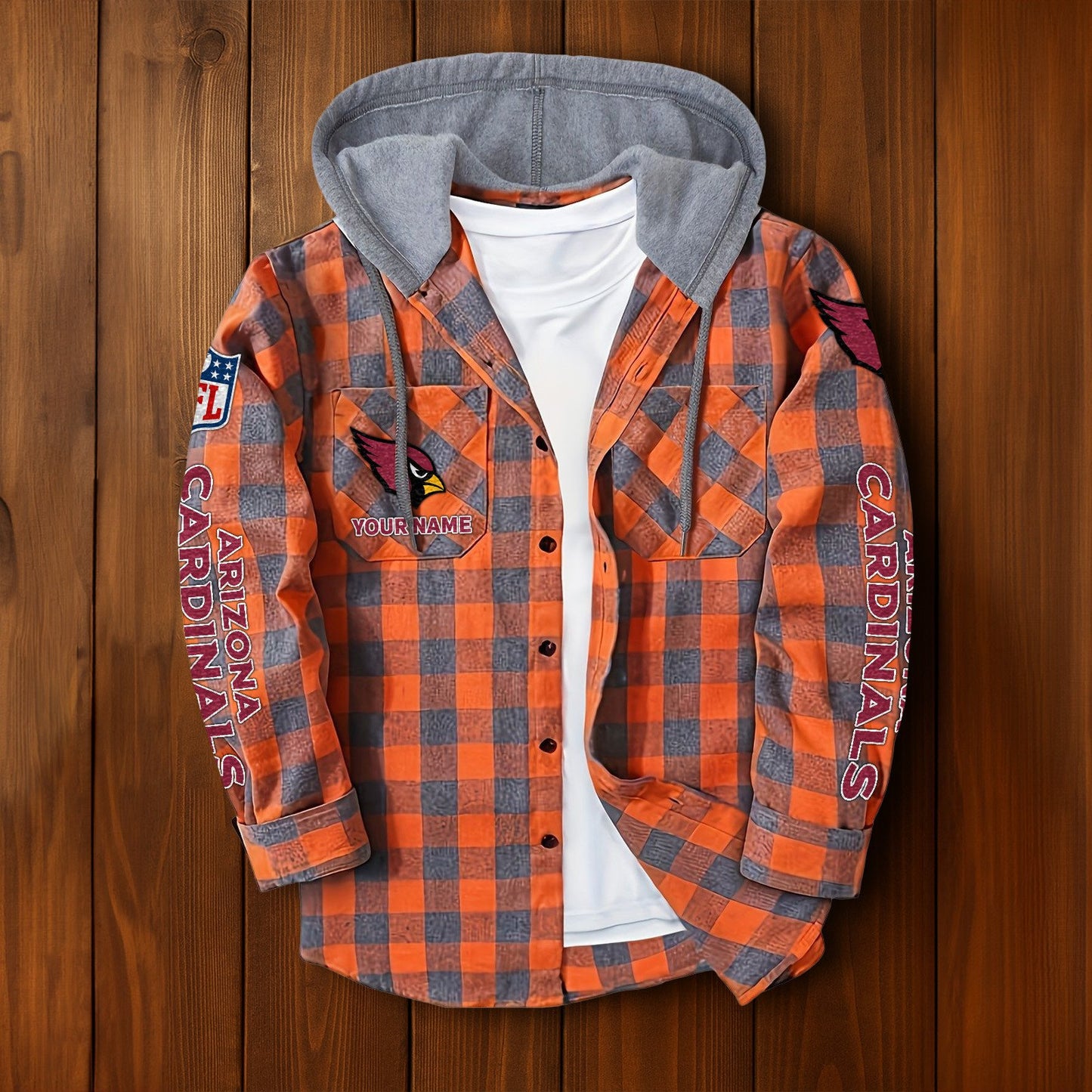 NFL x ARI Personalized Flannel Hoodie Shirts HLP