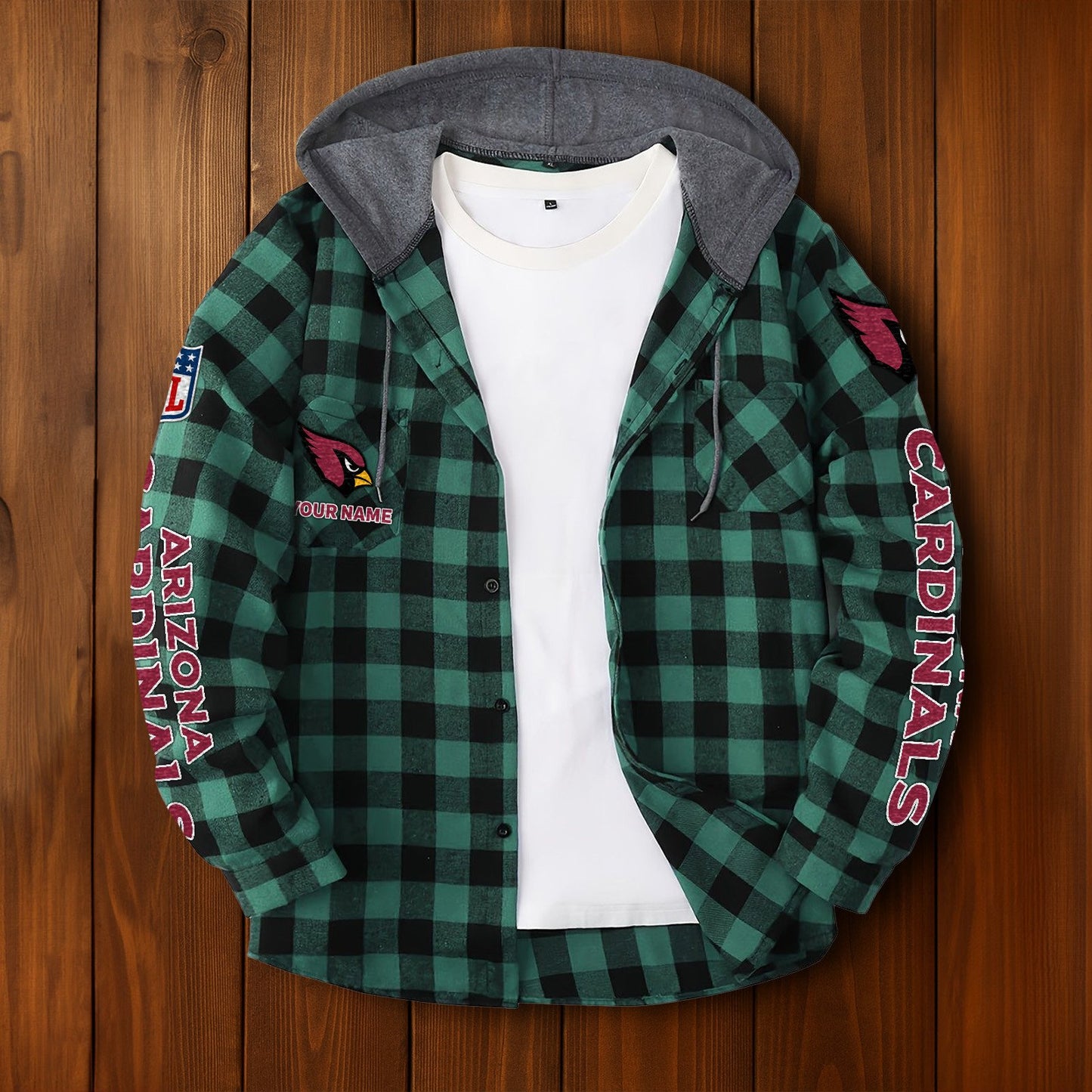 NFL x ARI Personalized Flannel Hoodie Shirts HLP