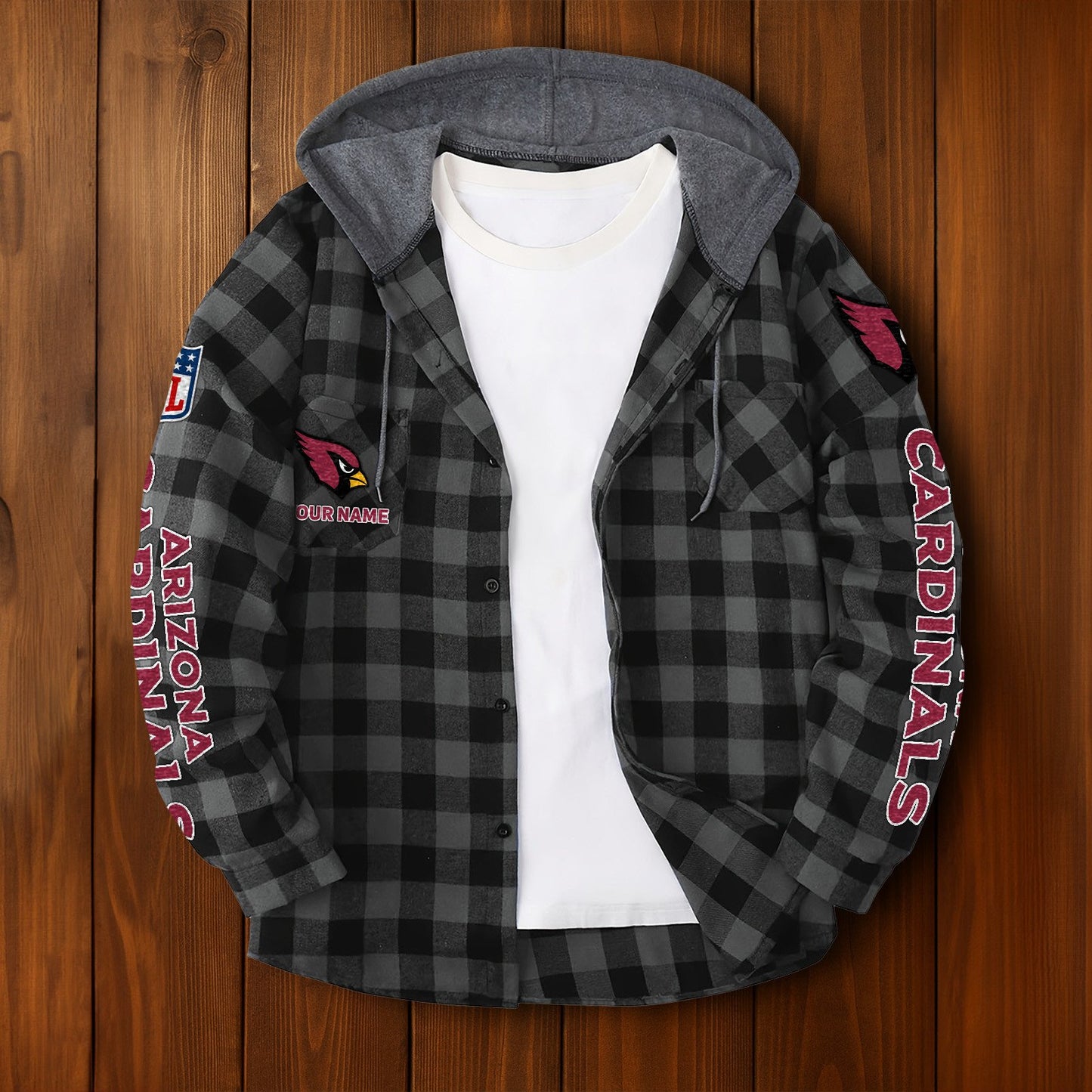 NFL x ARI Personalized Flannel Hoodie Shirts HLP