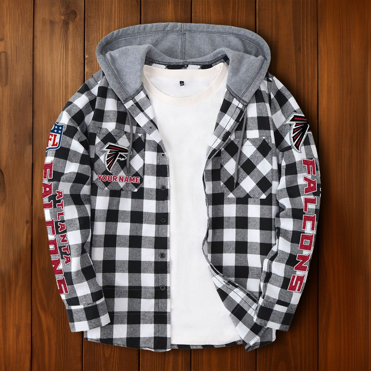 NFL x ATL Personalized Flannel Hoodie Shirts HLP