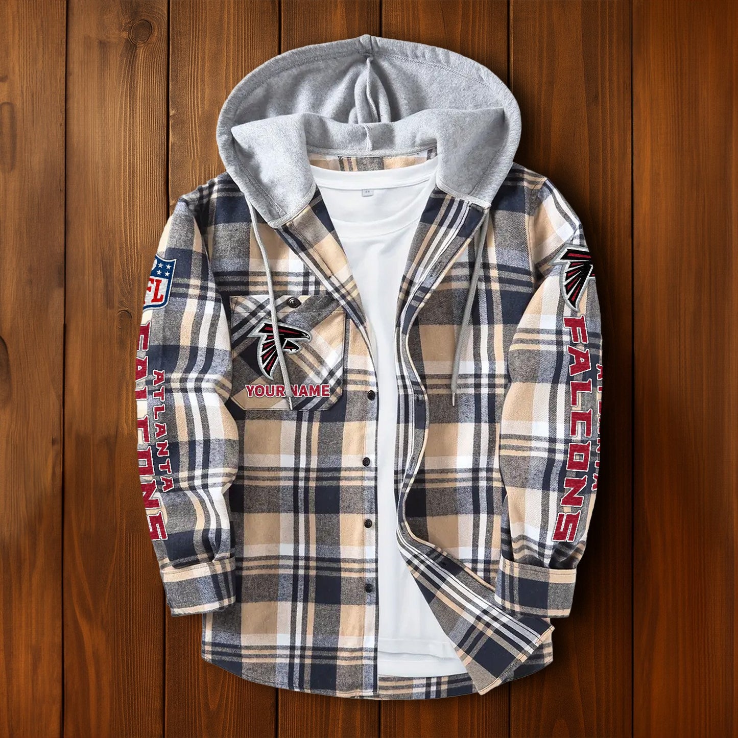 NFL x ATL Personalized Flannel Hoodie Shirts HLP
