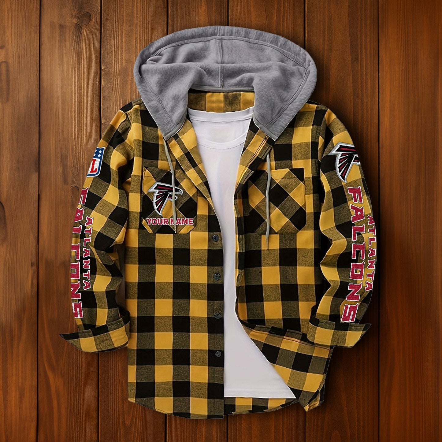 NFL x ATL Personalized Flannel Hoodie Shirts HLP