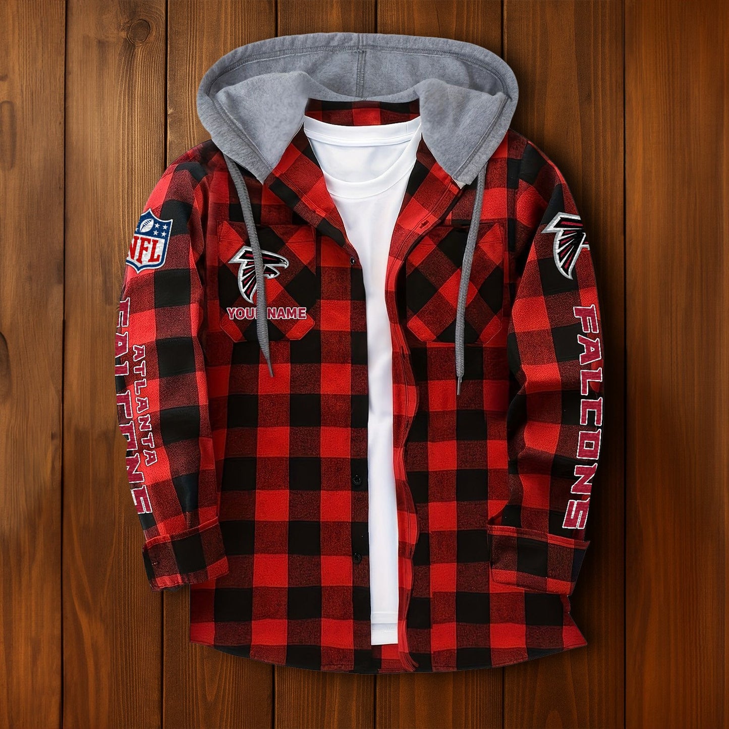 NFL x ATL Personalized Flannel Hoodie Shirts HLP