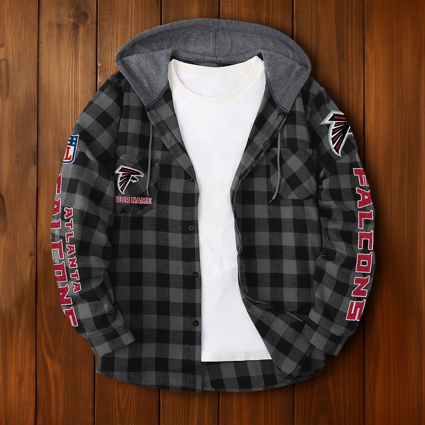 NFL x ATL Personalized Flannel Hoodie Shirts HLP