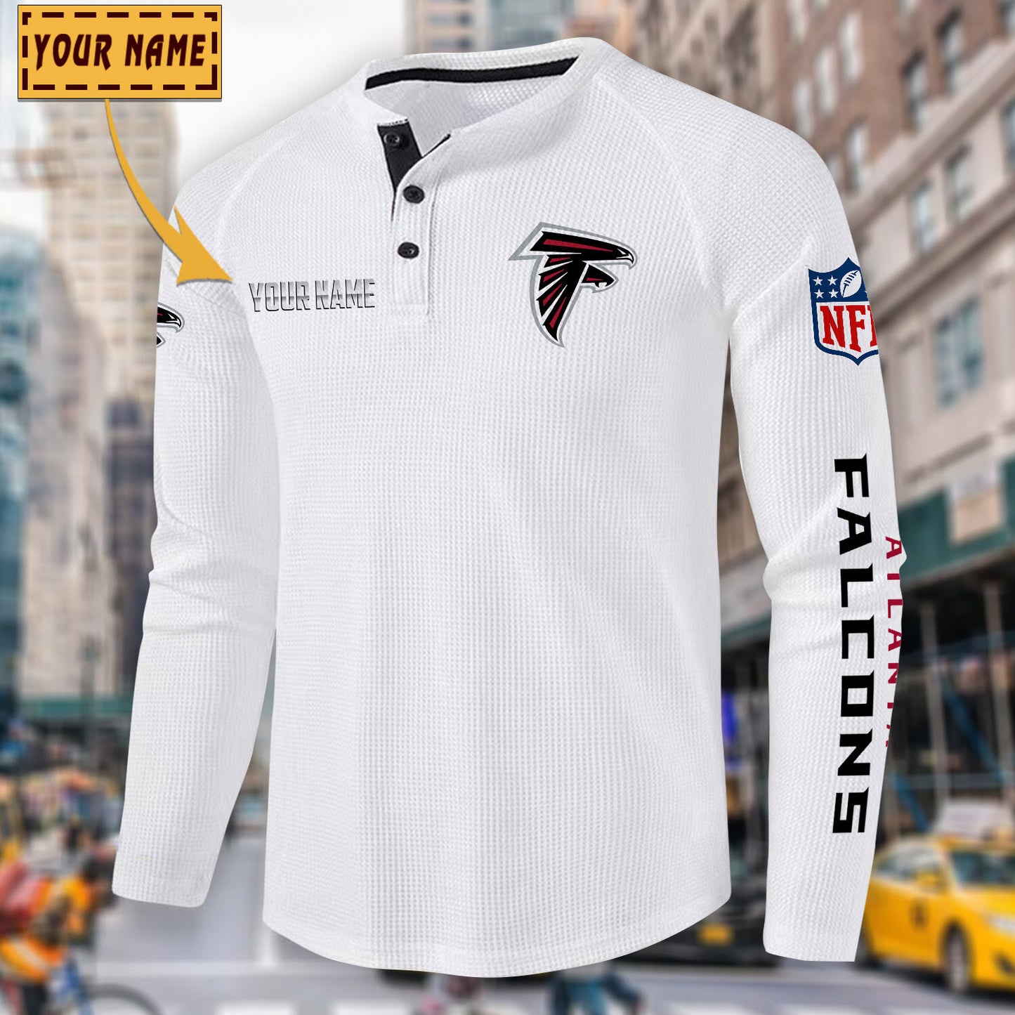 NFL x ATL Solid color long sleeve bottoming shirt henley shirt V1 NAK NHM