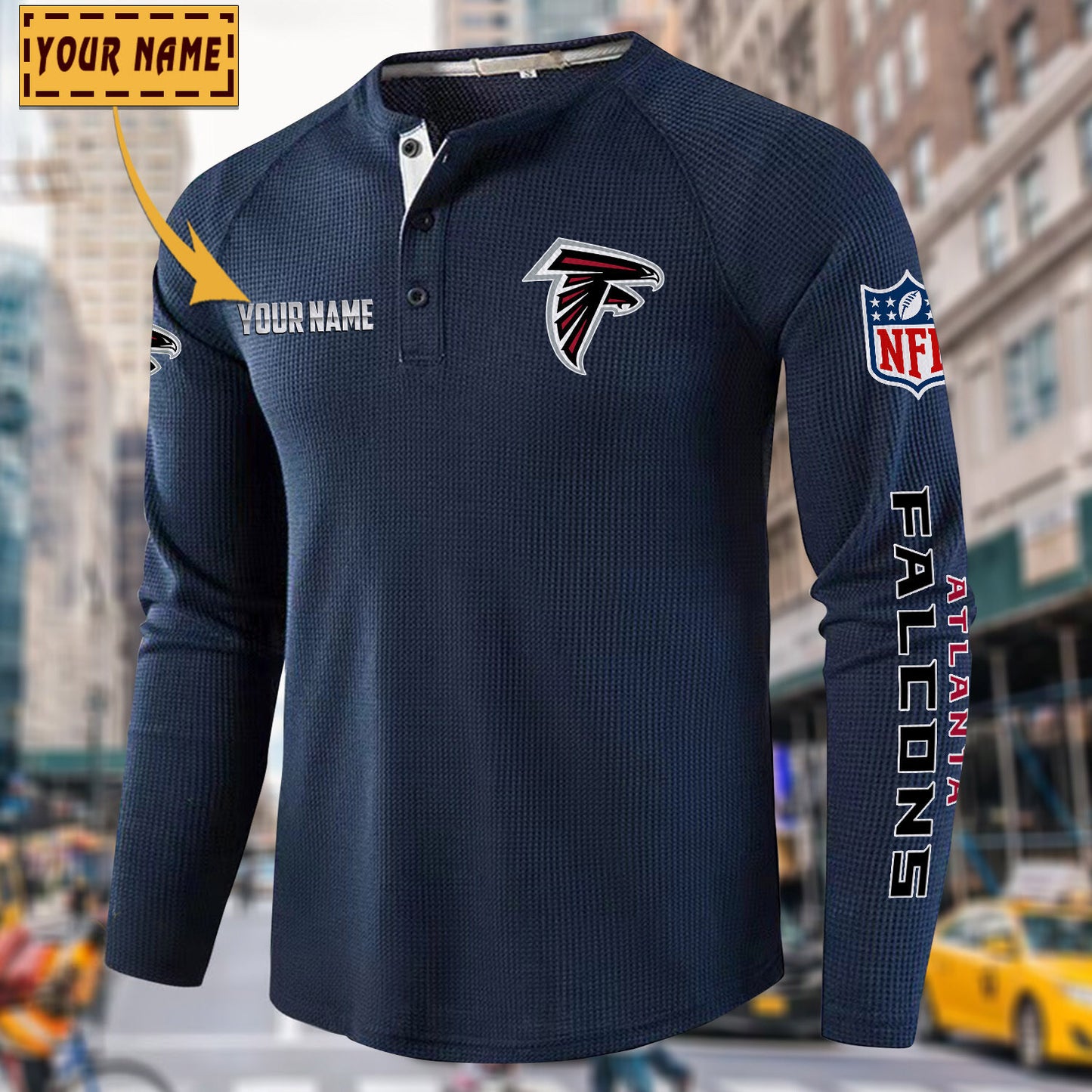 NFL x ATL Solid color long sleeve bottoming shirt henley shirt V1 NAK NHM