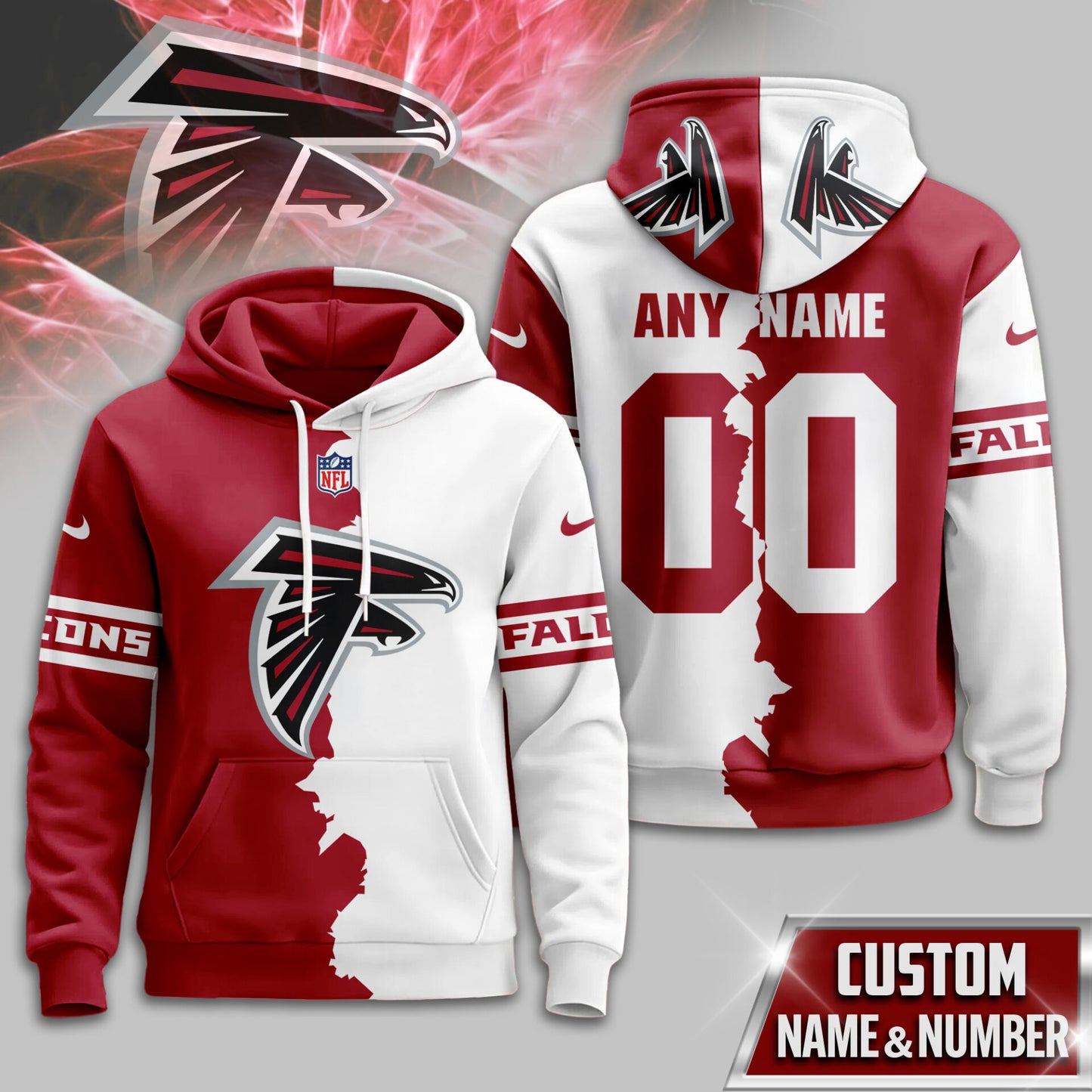 NFL x ATL Split Personalized Hoodie HLP