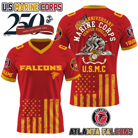 NFL x ATL U.S Marine Corps 250th Anniversary Premium-V-neck Short Sleeve Jersey HLP 271025