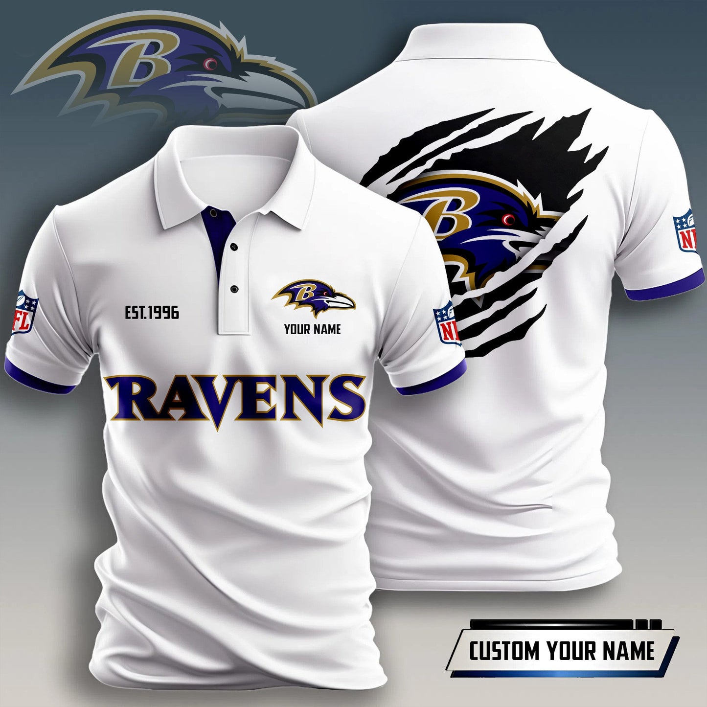 NFL x BAL Est Personalized Polo Shirt HLP