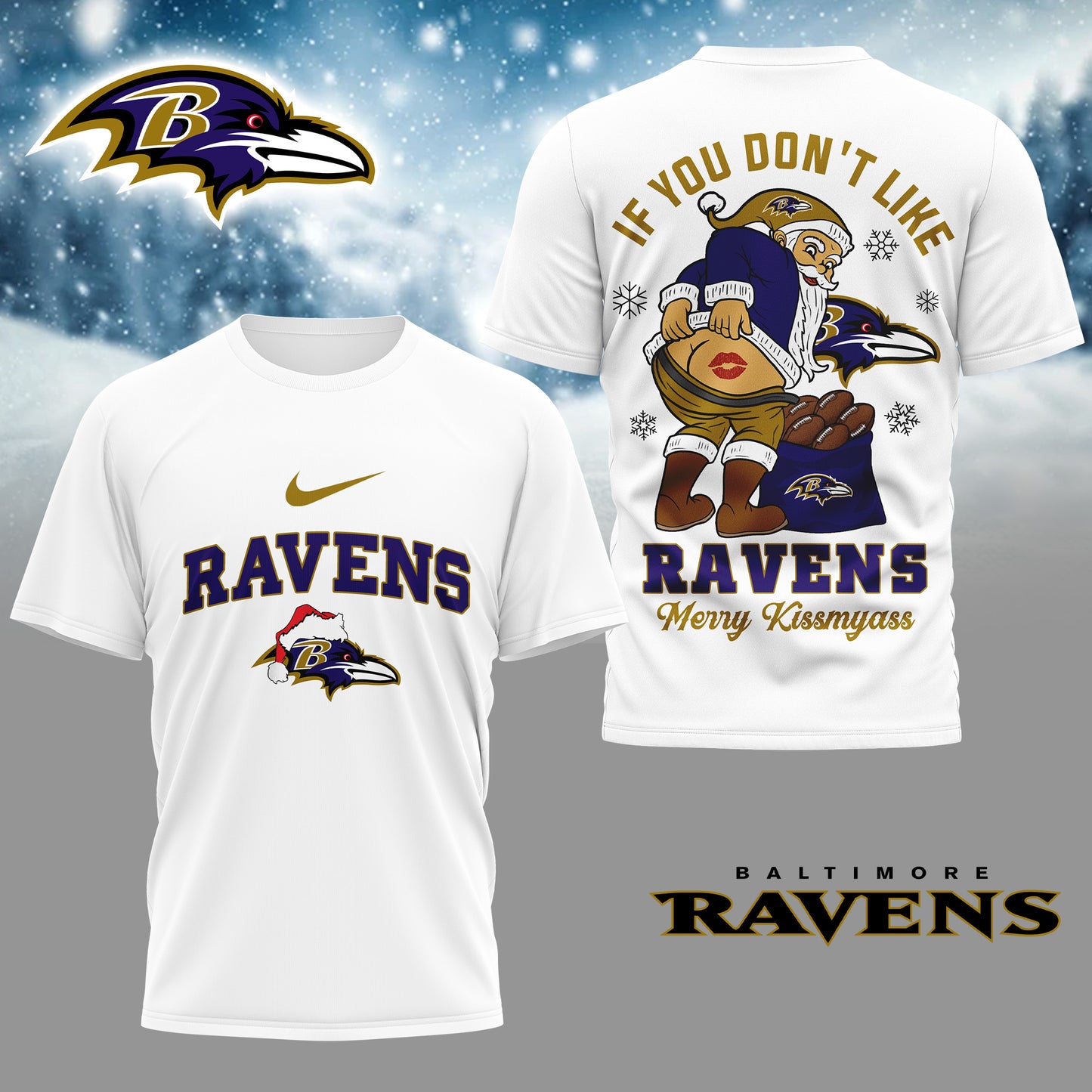 NFL x BAL Funny Xmas 3D Shirt HLP