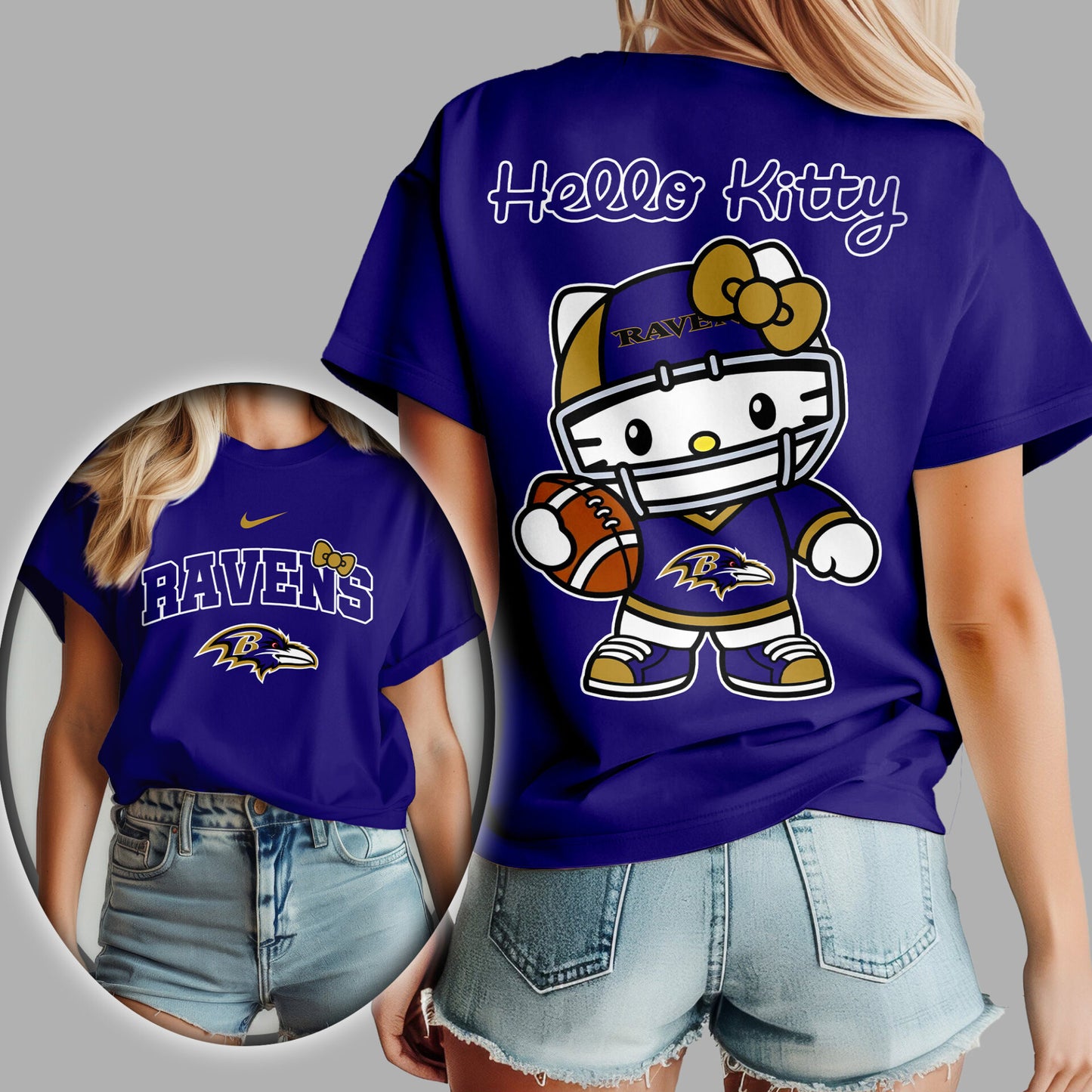 NFL x BAL Hello Kitty Premium 3D Shirt HLP