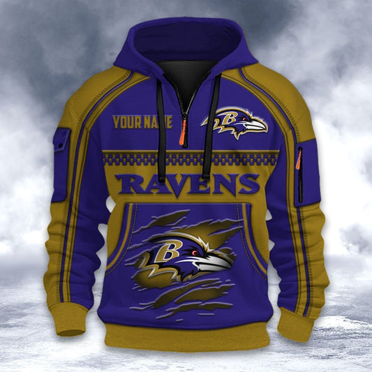 NFL x BAL Personalized Half-zip Hoodie HLP