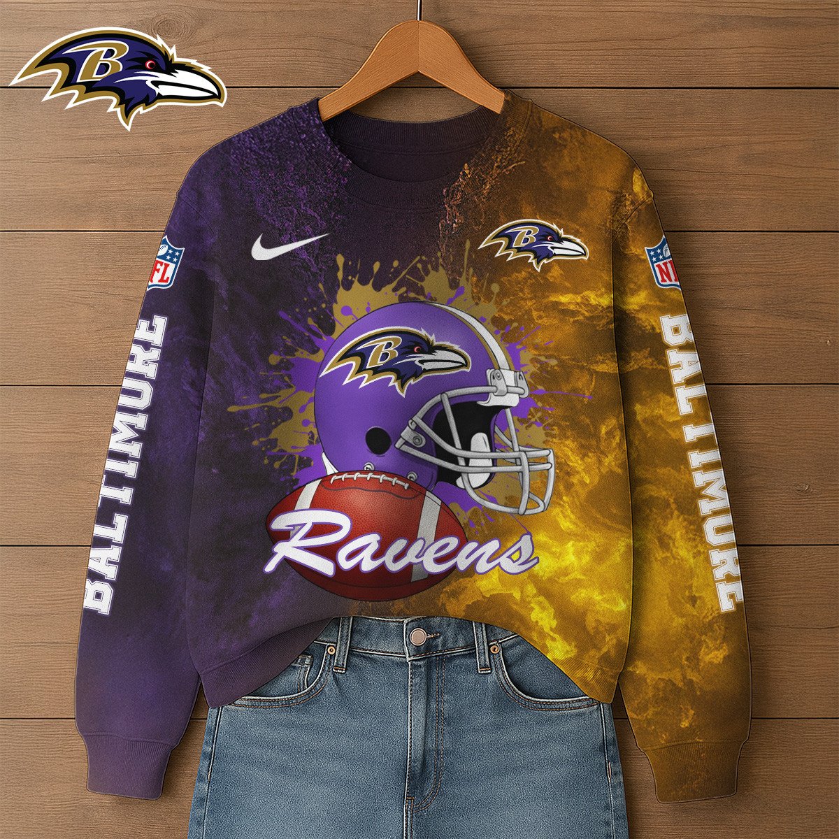 NFL x BAL Premium 3D Printed Long Sleeve Sweatshirt HLP 271025