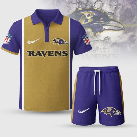 NFL x BAL Premium Combo Polo And Shorts V1 NAK NHM
