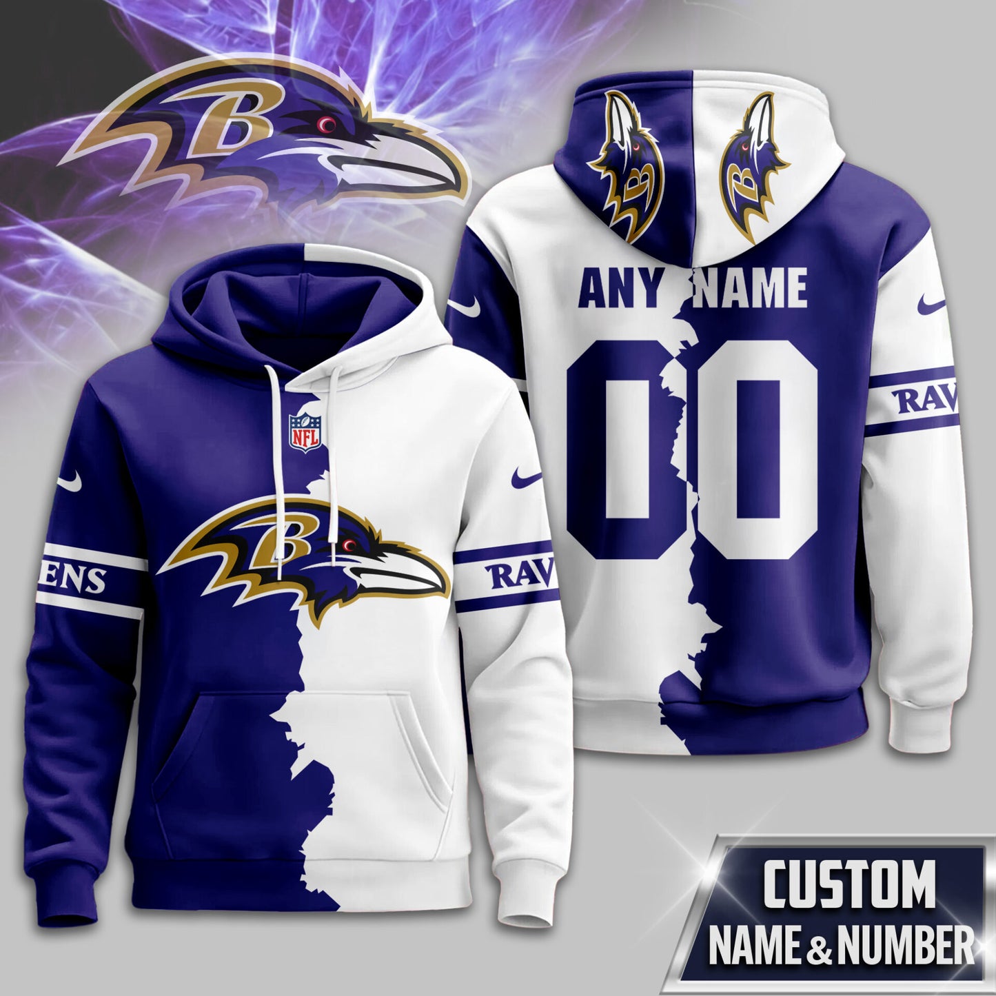 NFL x BAL Split Personalized Hoodie HLP