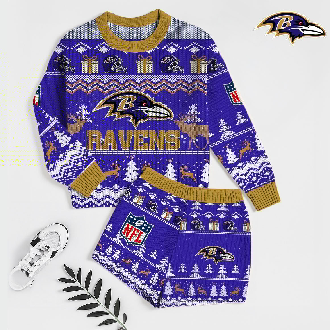 NFL x BAL Touchdown Holiday Sweatshirt & Shorts Set HLP 251025