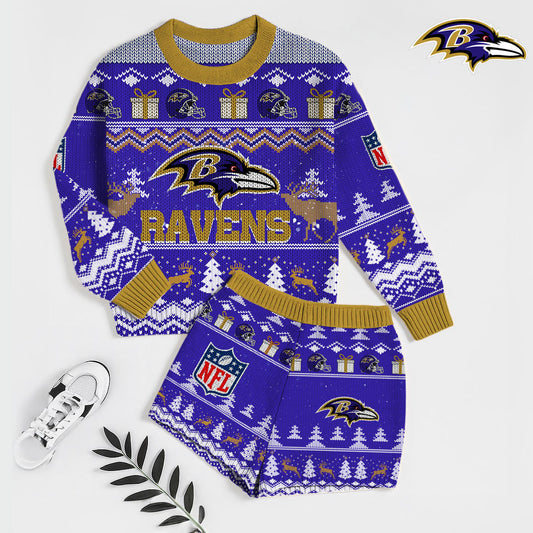 NFL x BAL Touchdown Holiday Sweatshirt & Shorts Set HLP 251025