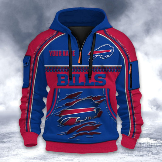 NFL x BUF Personalized Half-zip Hoodie HLP
