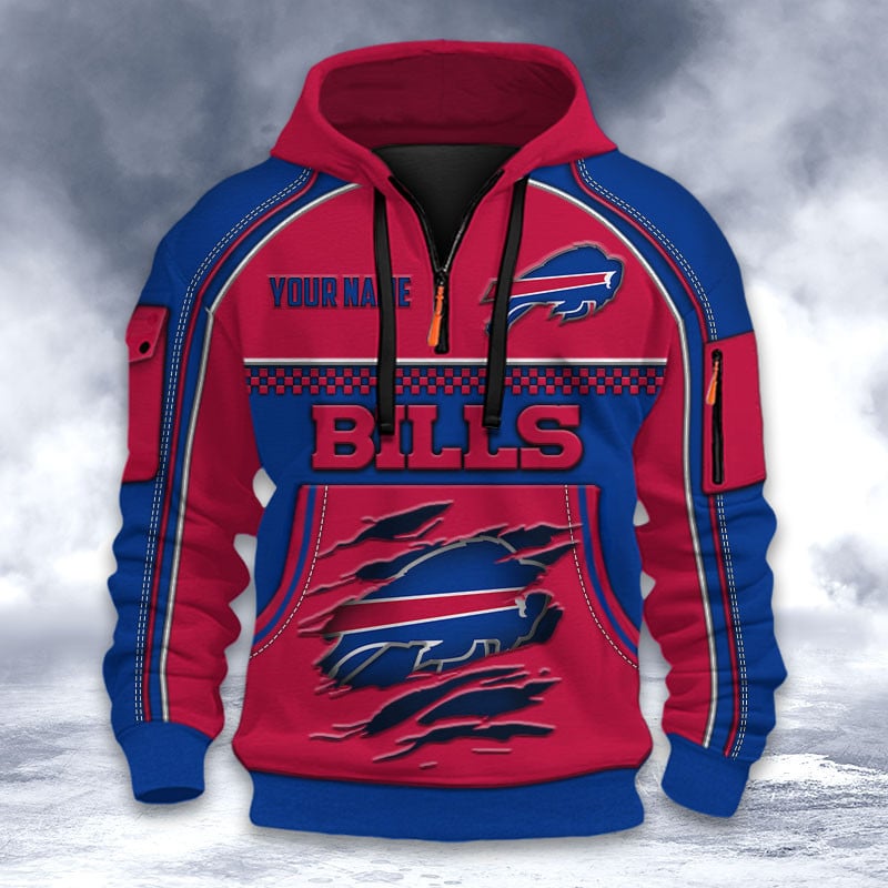 NFL x BUF Personalized Half-zip Hoodie HLP
