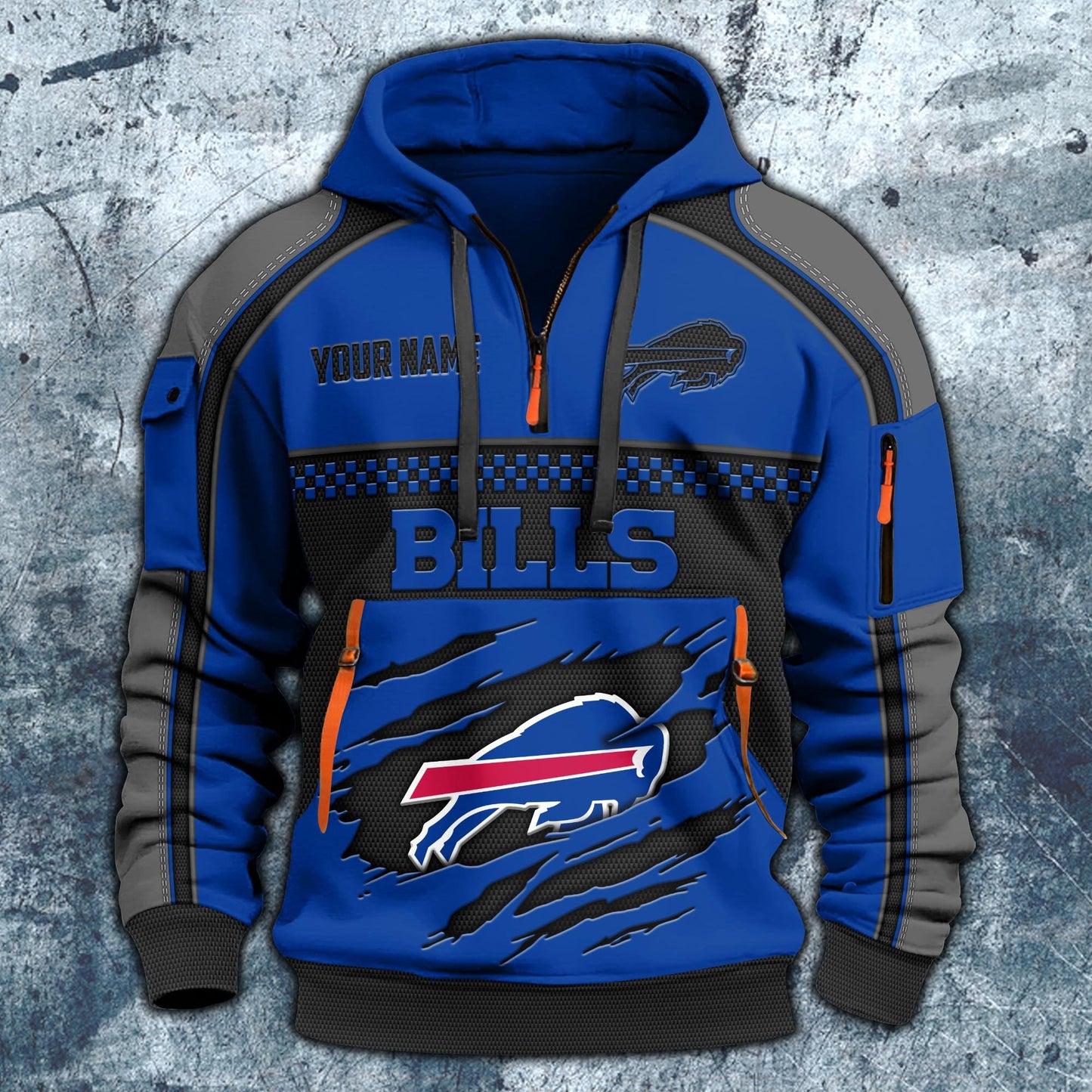 NFL x BUF Personalized Half-zip Hoodie HLP HLPHUONG