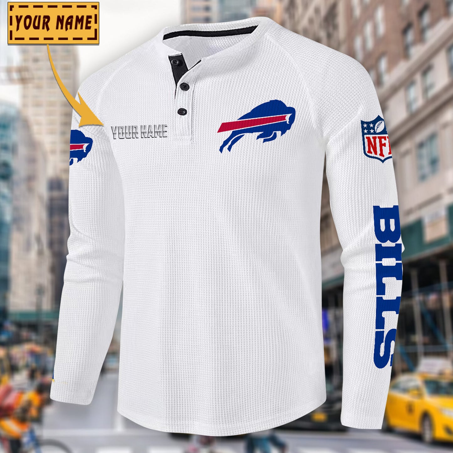 NFL x BUF Solid color long sleeve bottoming shirt henley shirt V1 NAK NHM