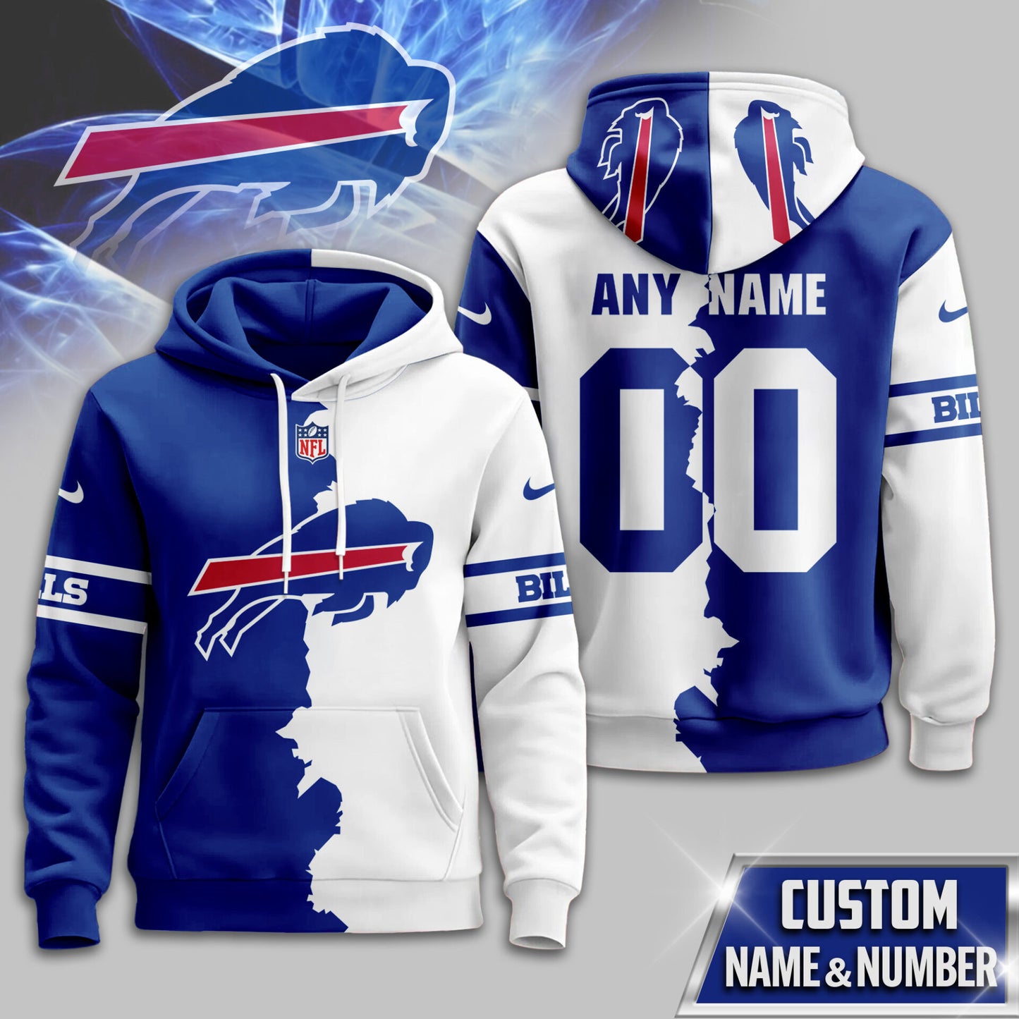 NFL x BUF Split Personalized Hoodie HLP