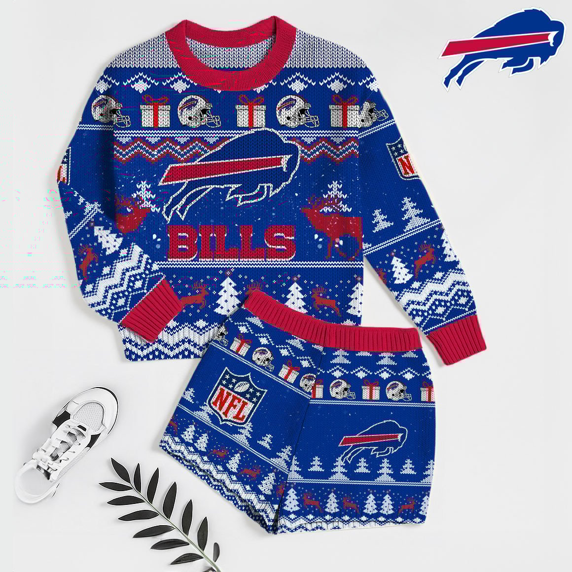 NFL x BUF Touchdown Holiday Sweatshirt & Shorts Set HLP 251025
