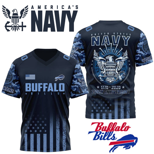 NFL x BUF U.S Navy 250th Celebration Premium-V-neck Short Sleeve Jersey HLP 271025