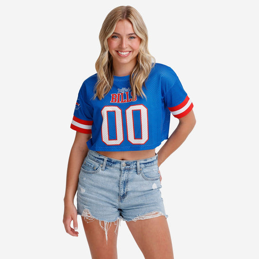 NFL x BUF Womens Gameday Custom Number Mesh Crop Top HLP