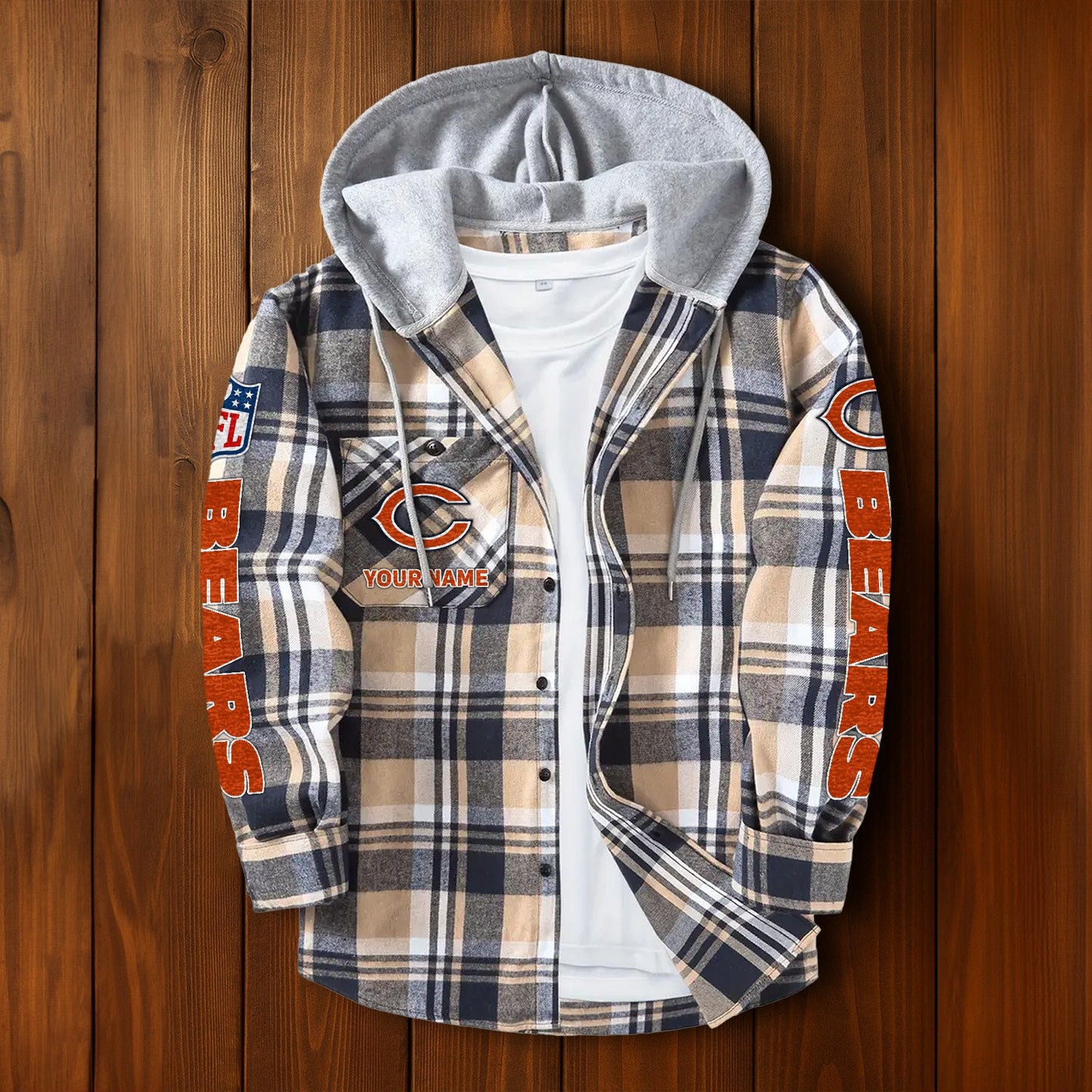 NFL x CHI Personalized Flannel Hoodie Shirts HLP