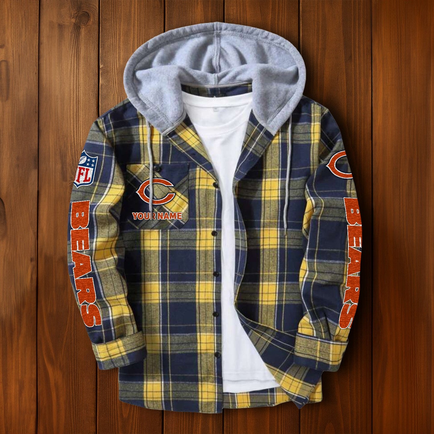 NFL x CHI Personalized Flannel Hoodie Shirts HLP