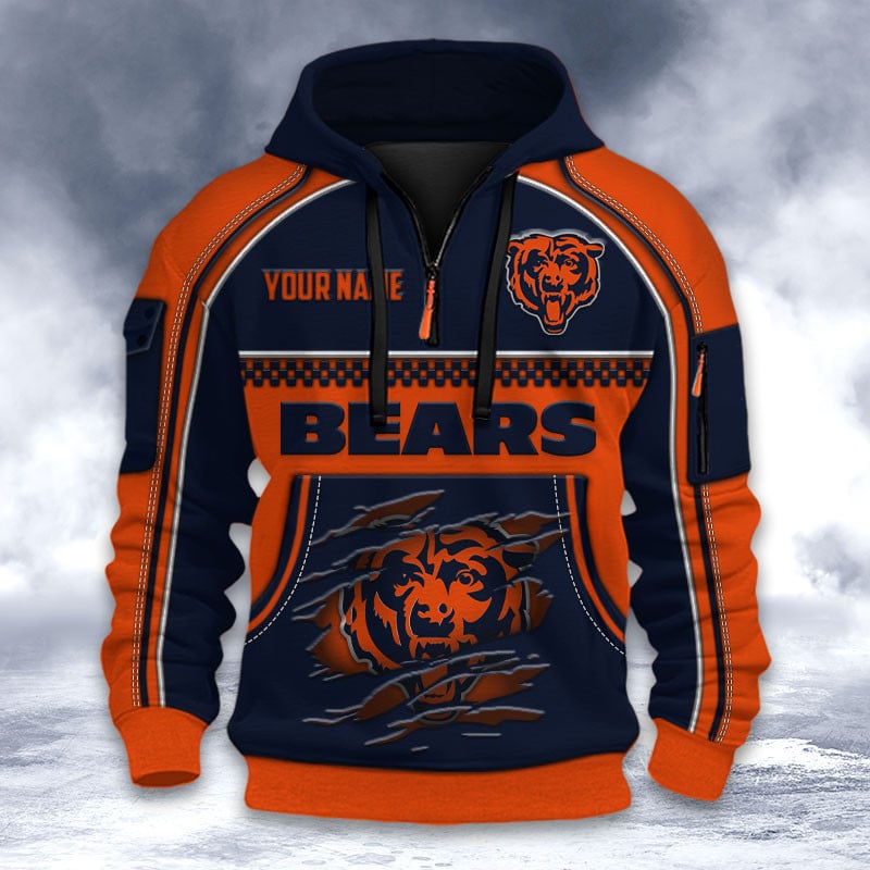 NFL x CHI Personalized Half-zip Hoodie HLP