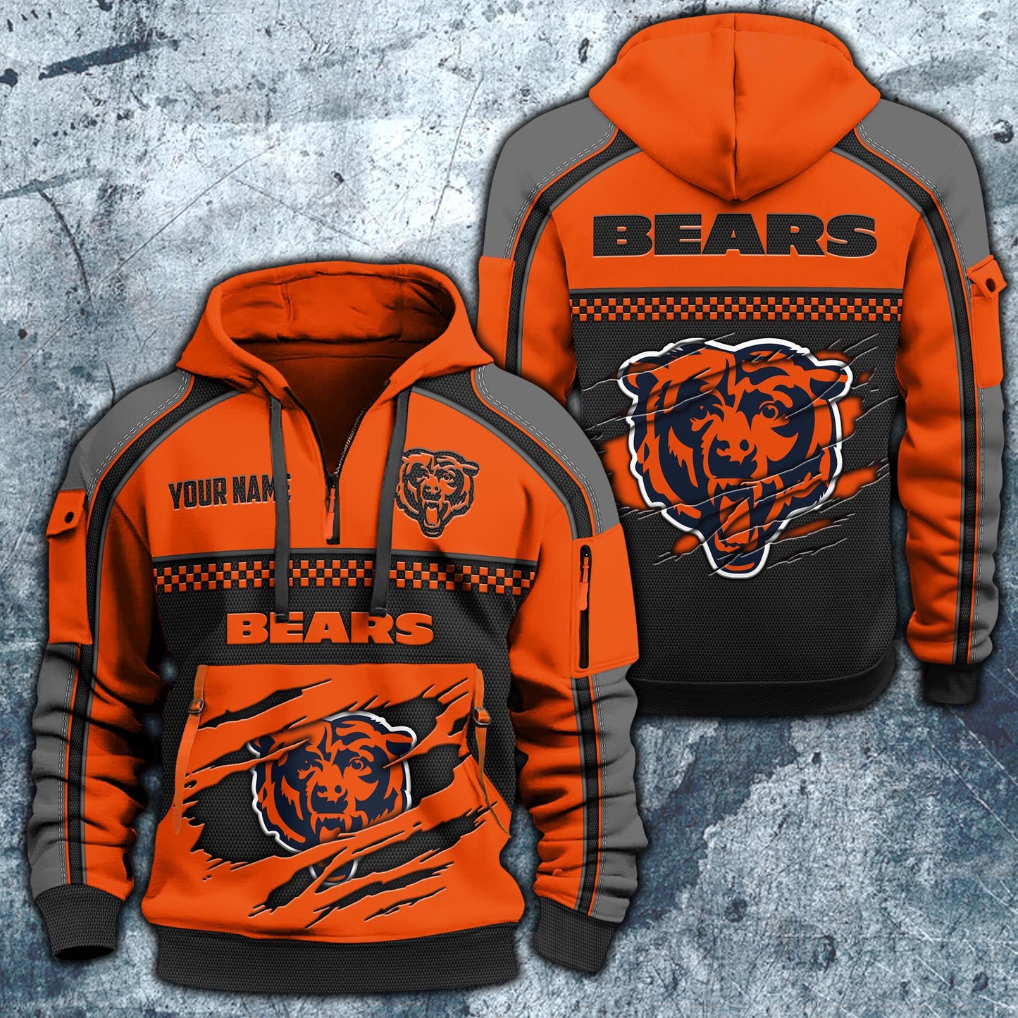 NFL x CHI Personalized Half-zip Hoodie HLP