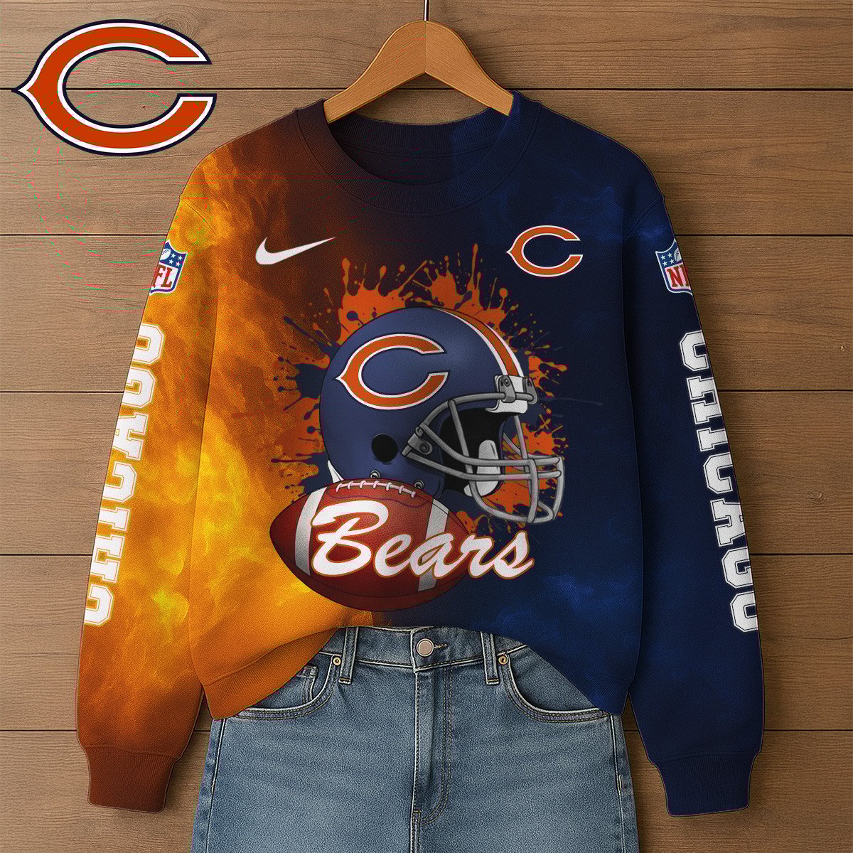 NFL x CHI Premium 3D Printed Long Sleeve Sweatshirt HLP 271025