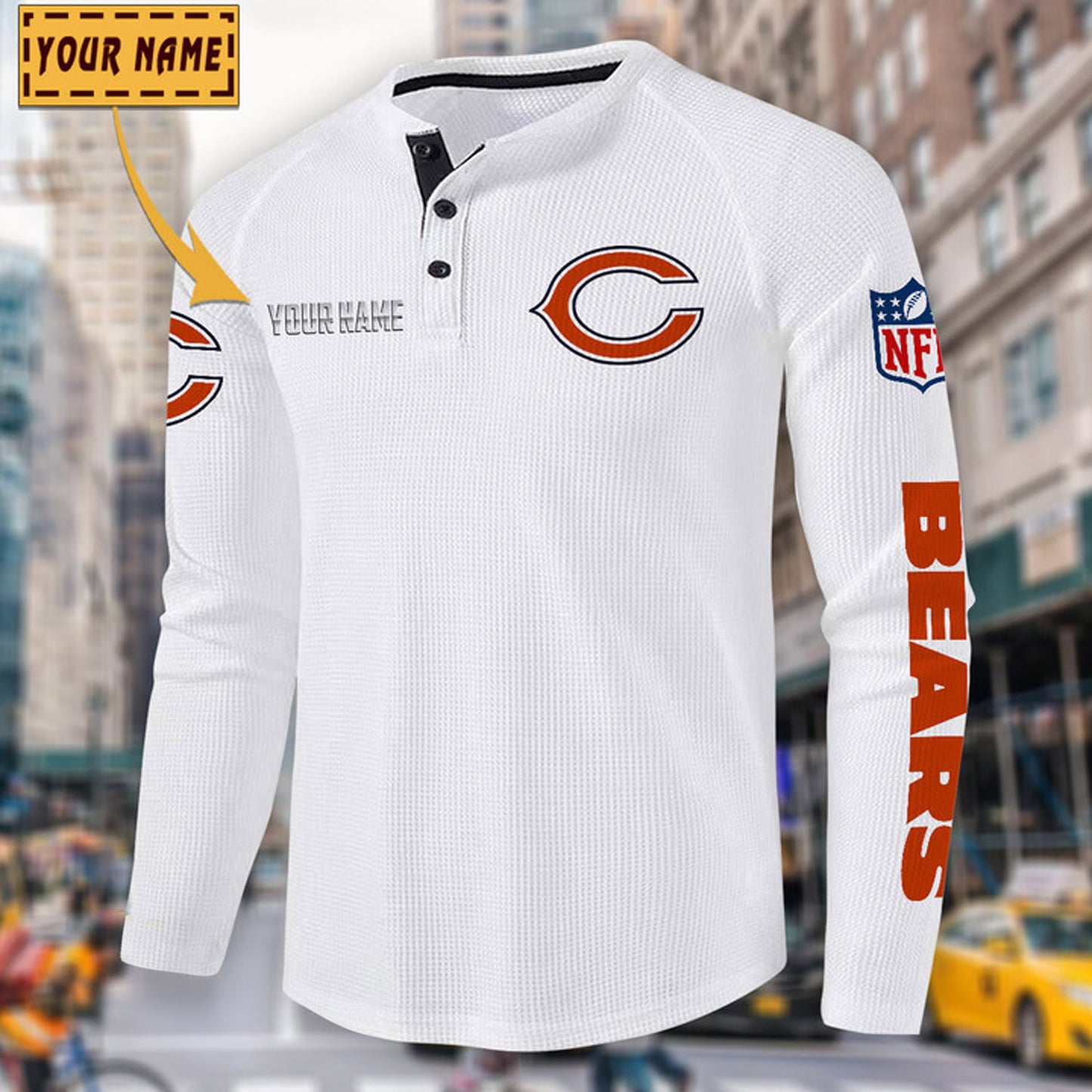 NFL x CHI Solid color long sleeve bottoming shirt henley shirt V1 NAK NHM